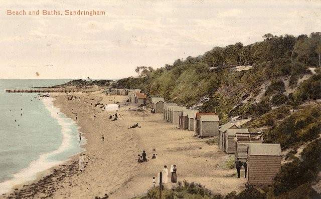 Bathing boxes along the beach at Sandringham.