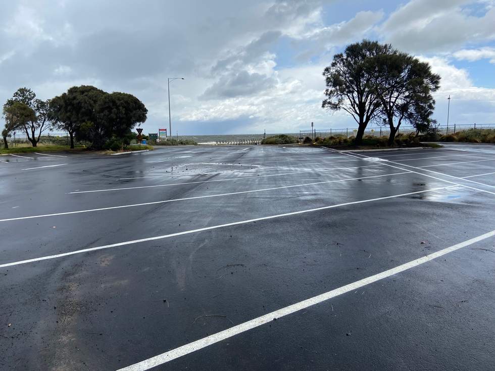 View of the North Point car park looking towards the bay