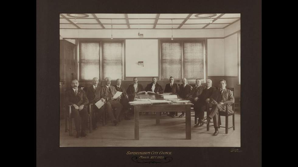 The first meeting of the City of Sandringham Council, 21st March, 1923, gelatin silver photograph