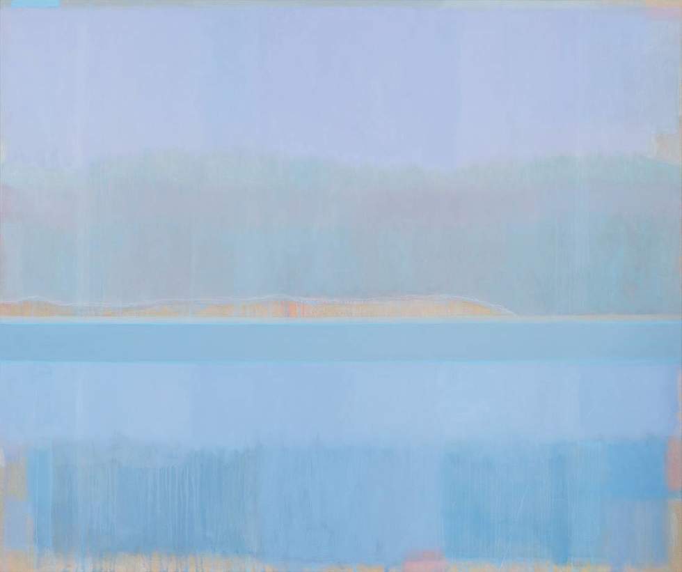 Lynne Boyd. Twixt, Port Phillip Bay 2009-10.	Oil and pencil on linen 152.5 x 183 cm. Private collection, Melbourne
