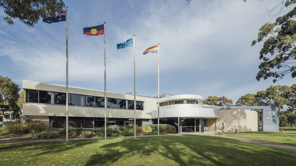 The front of Council's Corp Centre in Sandy.