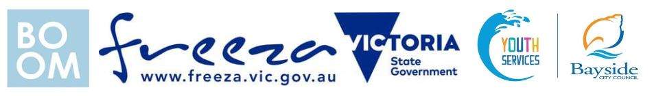 Boombox FReeZa Victorian Government Bayside Youth Services Bayside City Council logos