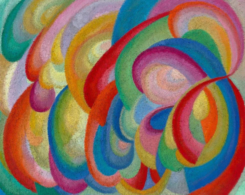 Painting of colourful ribbons