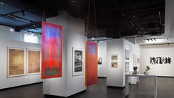 Gallery interior of an art exhibition.