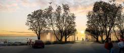 Architect's impression of the new pavilion from car park. 