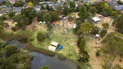 Aerial view of Basterville park Autum Fest event.