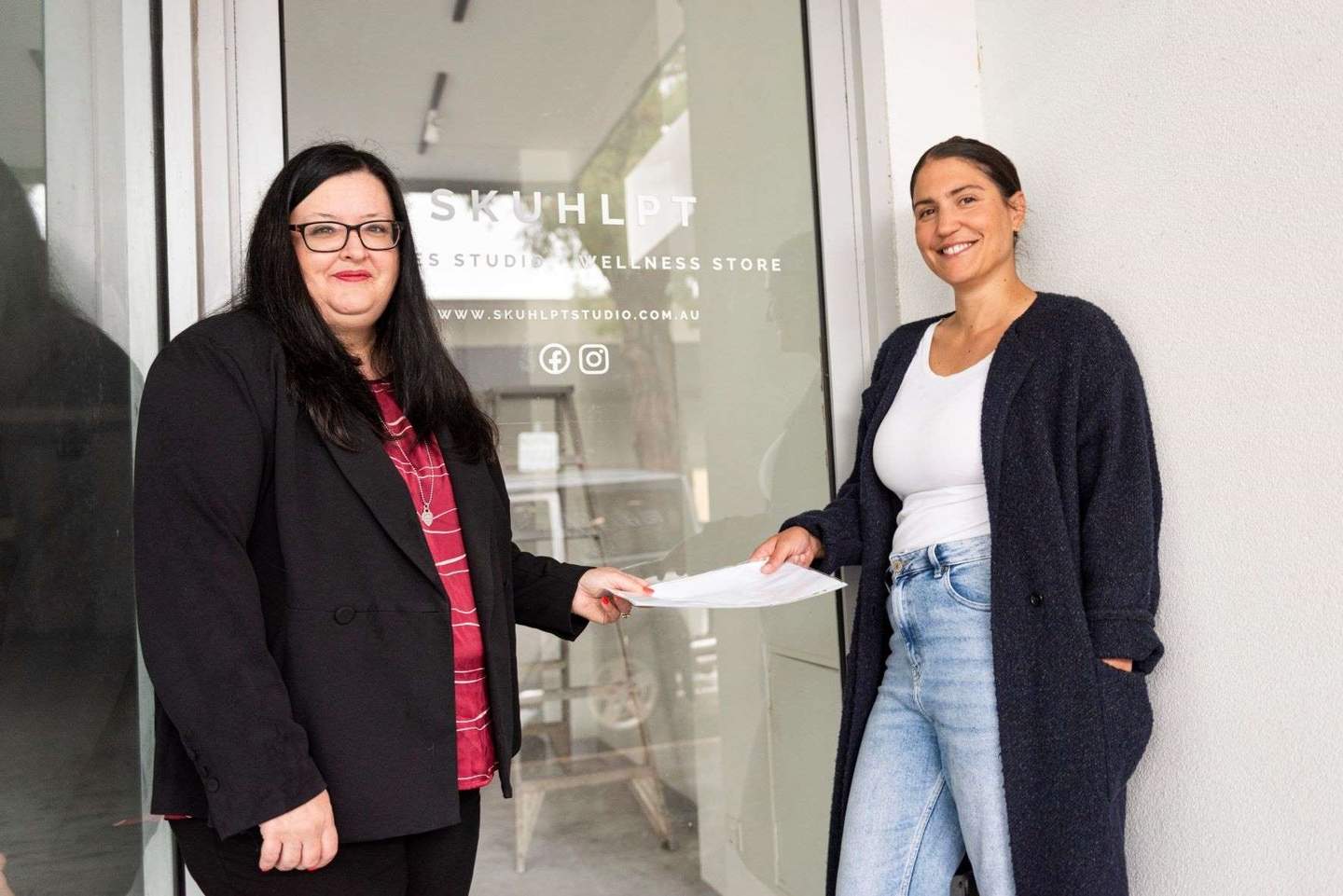 New bizz- Marcela (right) receives help from Council's Business Concierge Julie (left) to get moving on her soon to be pilates studio- Skuhlpt.