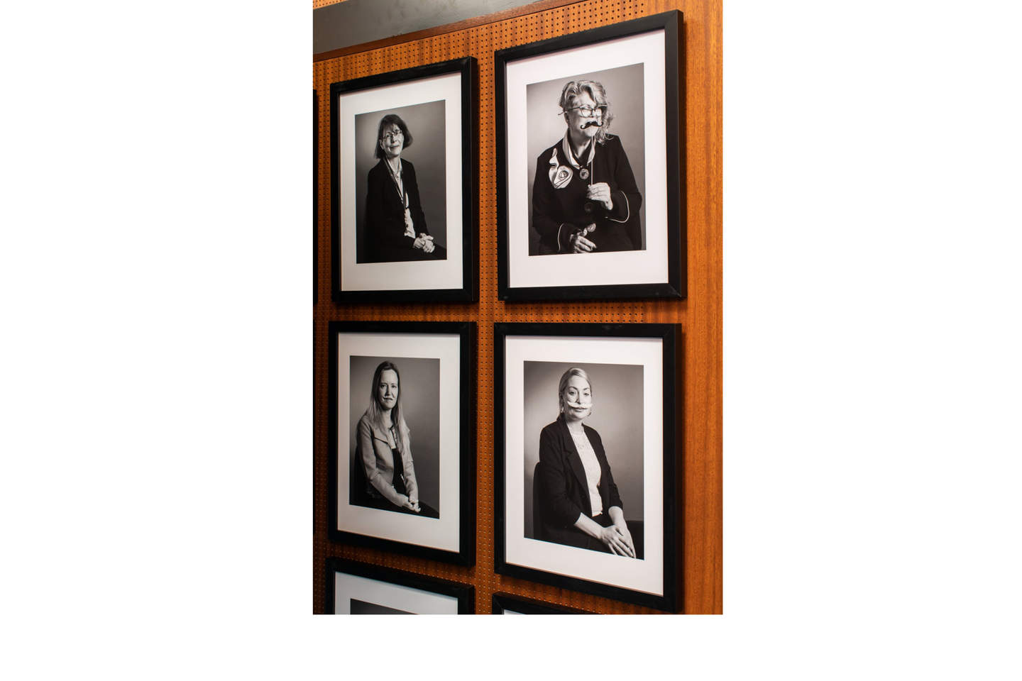Interior of Bayside City Council Chambers with Changing Faces photographs installed