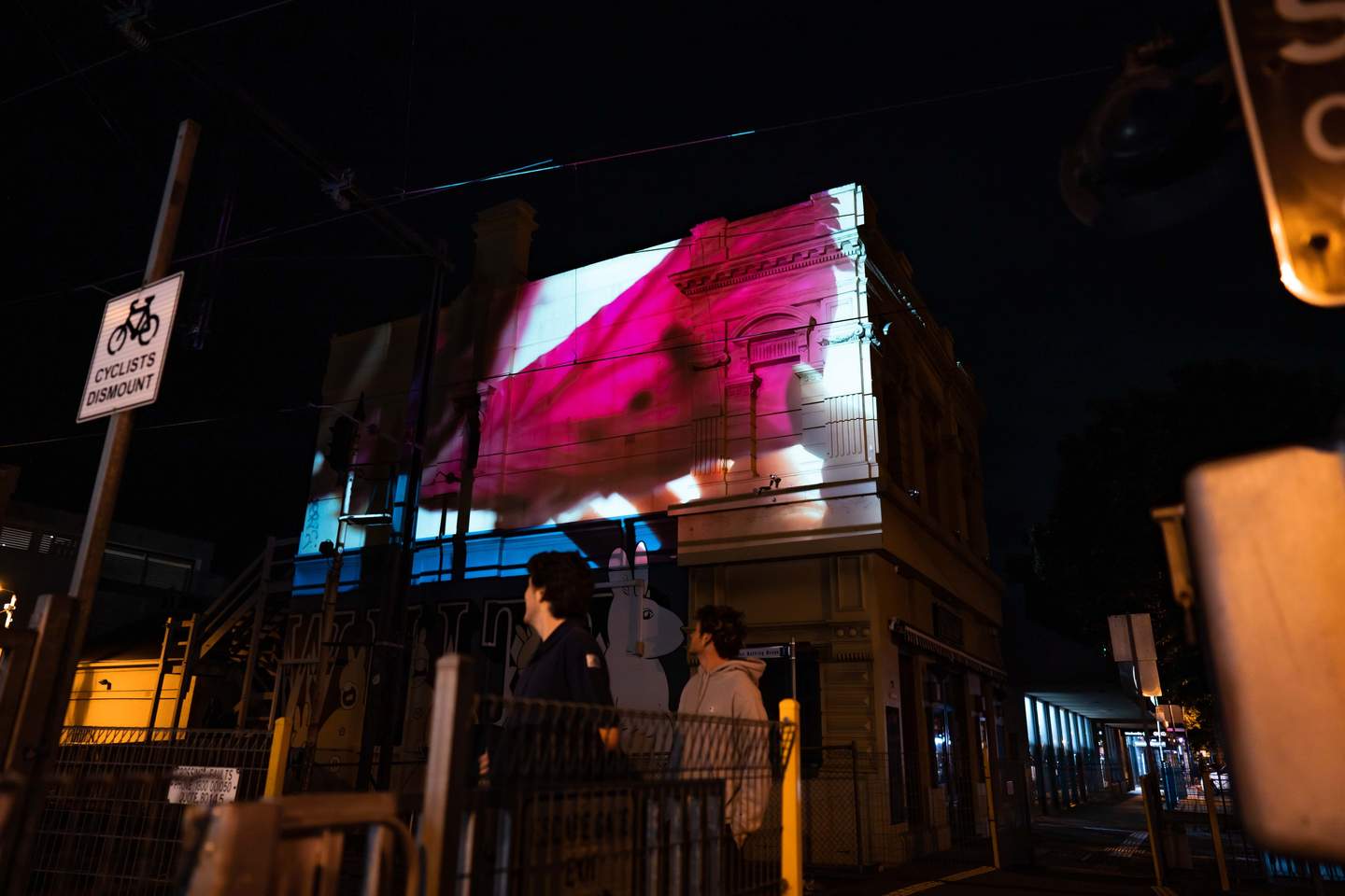 Light projections on Martin Street.