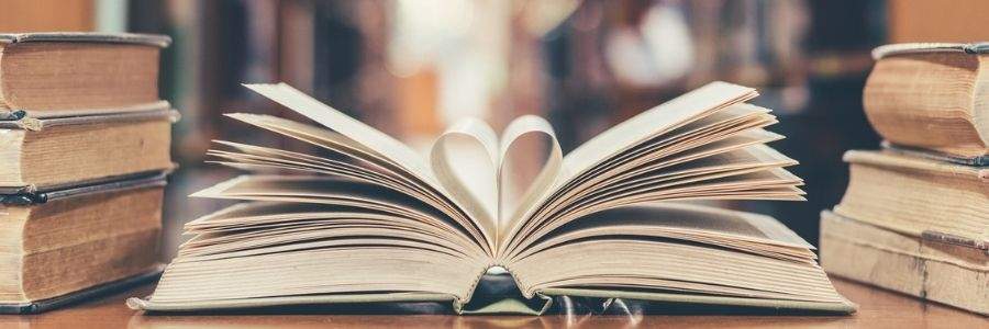 Open book with love heart pages