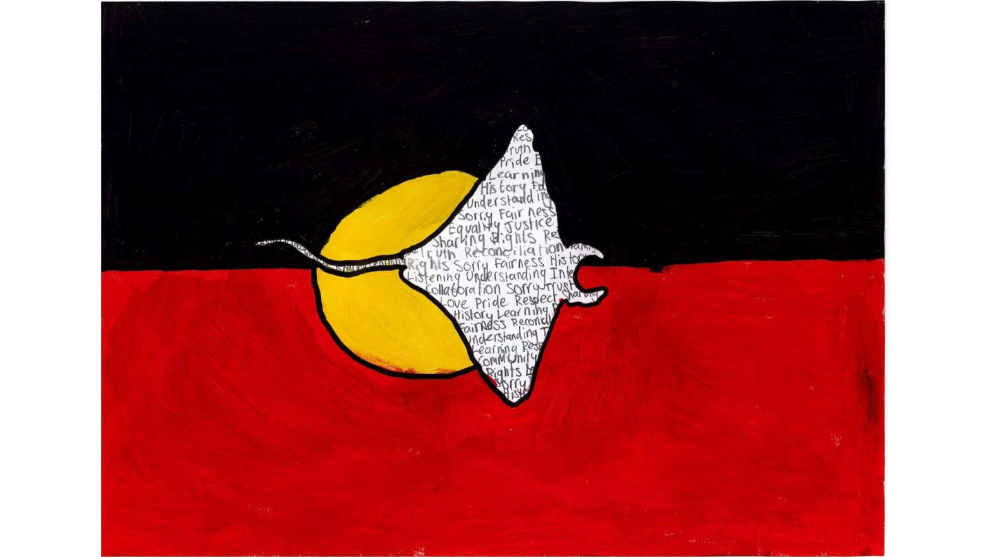 Painting of the Aboriginal flag with stingray