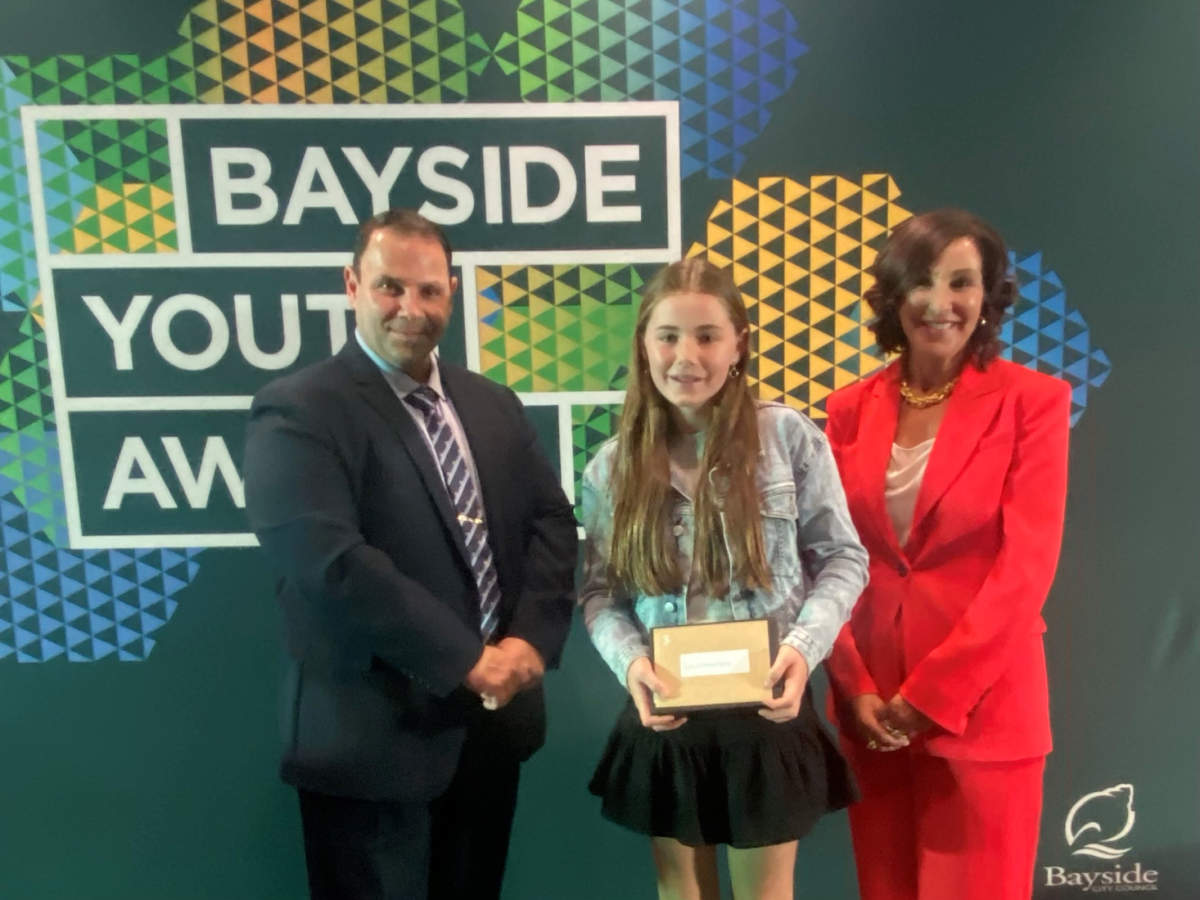 Bayside Youth Awards 2023 Environment Milla Besanko receiving award