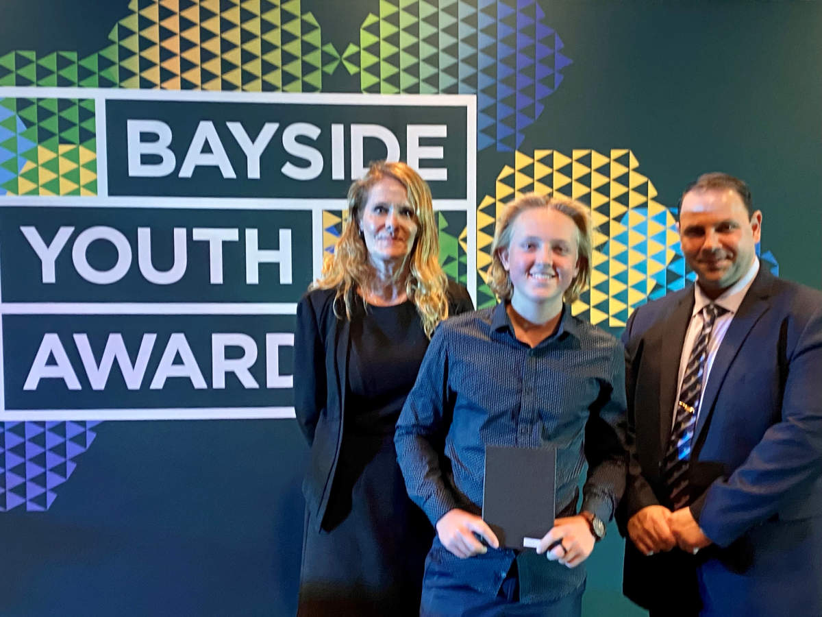 Bayside Youth Awards 2023 Leadership - Flynn Megahan receiving award