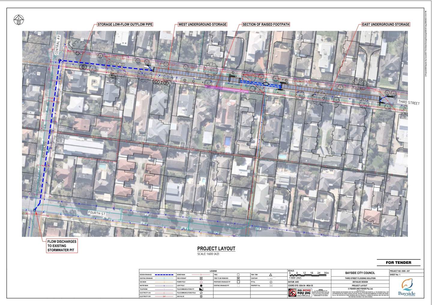 Maps showing drainage plan for Third Street Black Rock