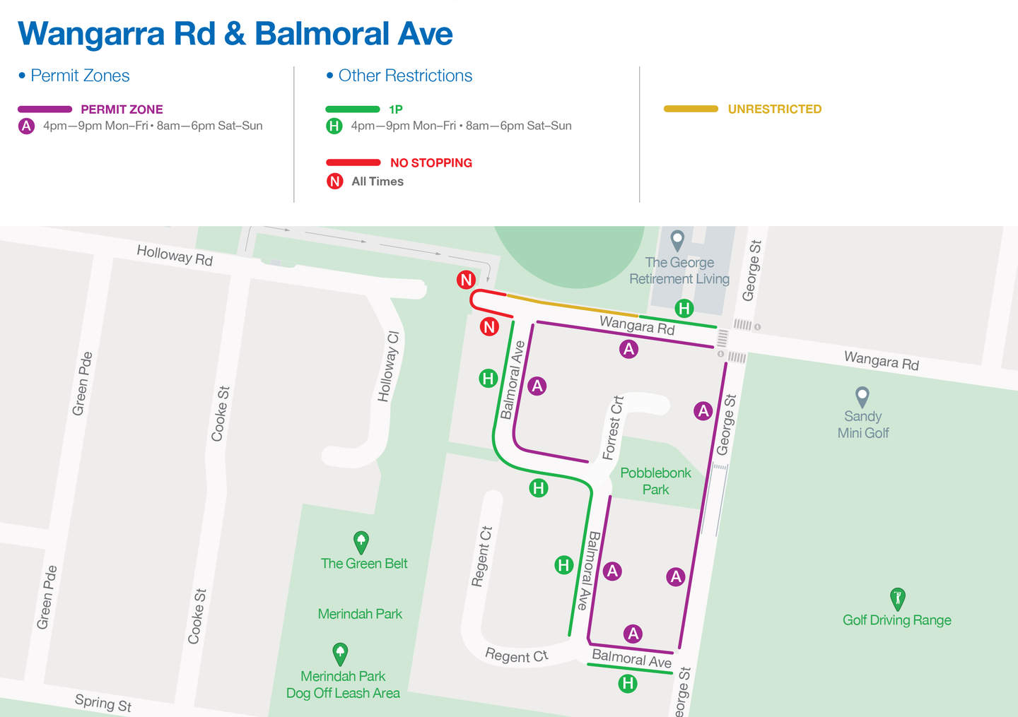Netball Centre parking restrictions on Wangara Road and Balmoral Avenue