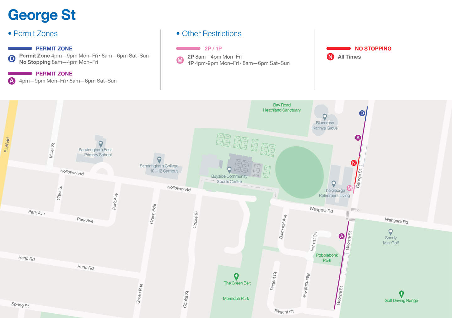 Netball Centre parking restrictions on George Street