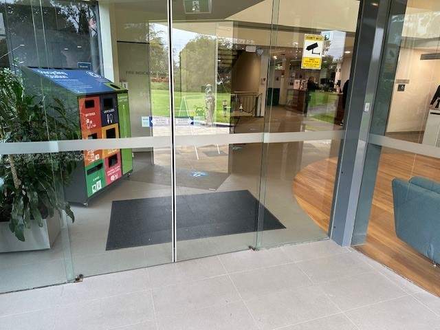 Automated sliding doors to enter the corporate centre. 