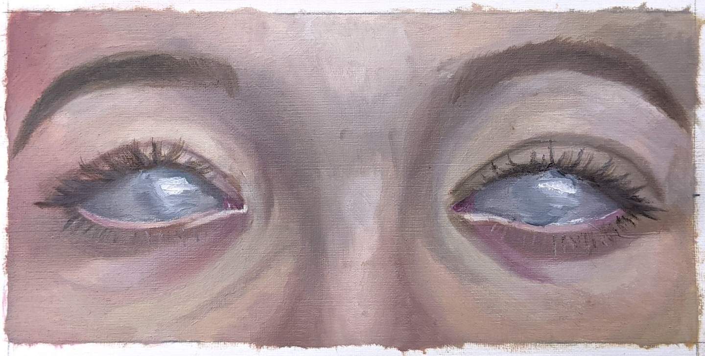 Painting of eyes glazed over - Art Exhibition