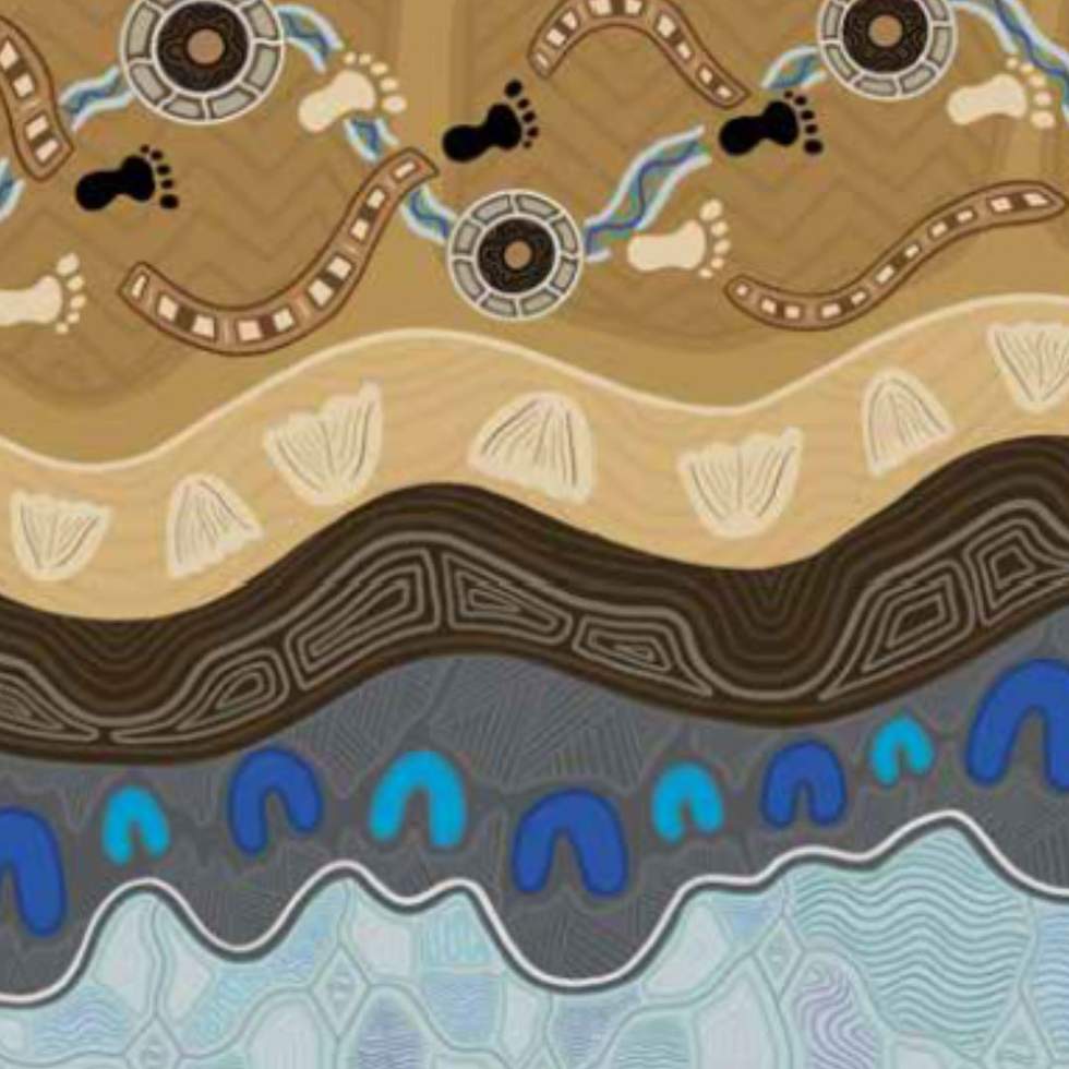 Sand and sea coloured aboriginal art