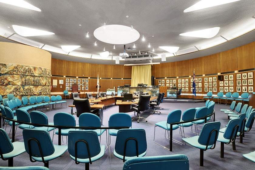 Internal short of Bayside City Council chambers