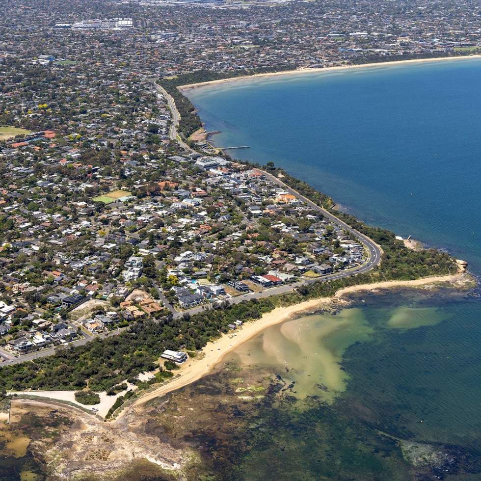 Aerial shot of Rickett's Point and Bayside