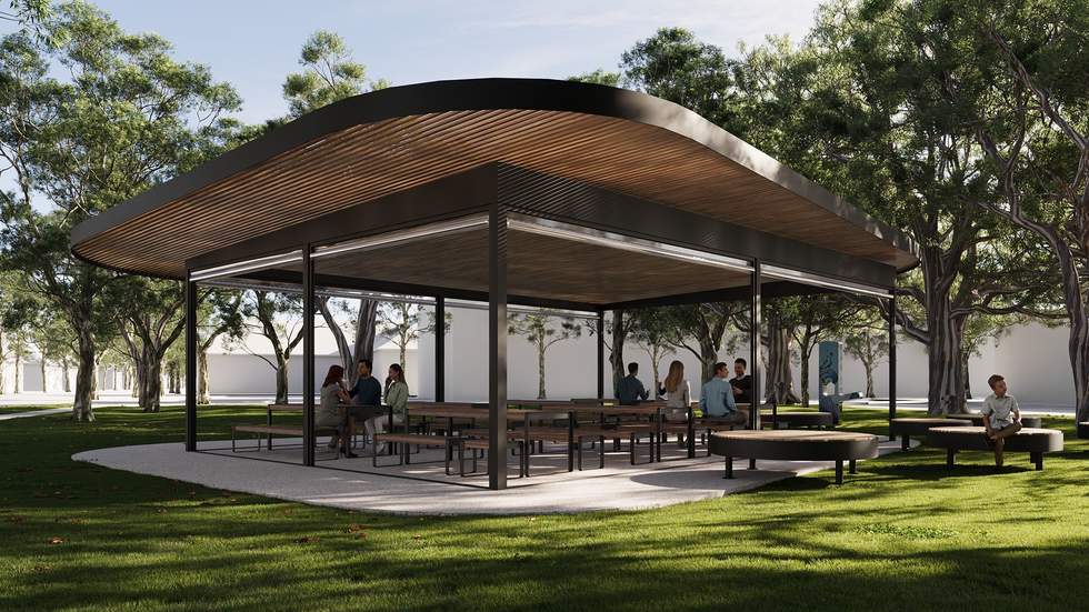 Artists impression of the Beaumaris Concourse wooden structure on the Green